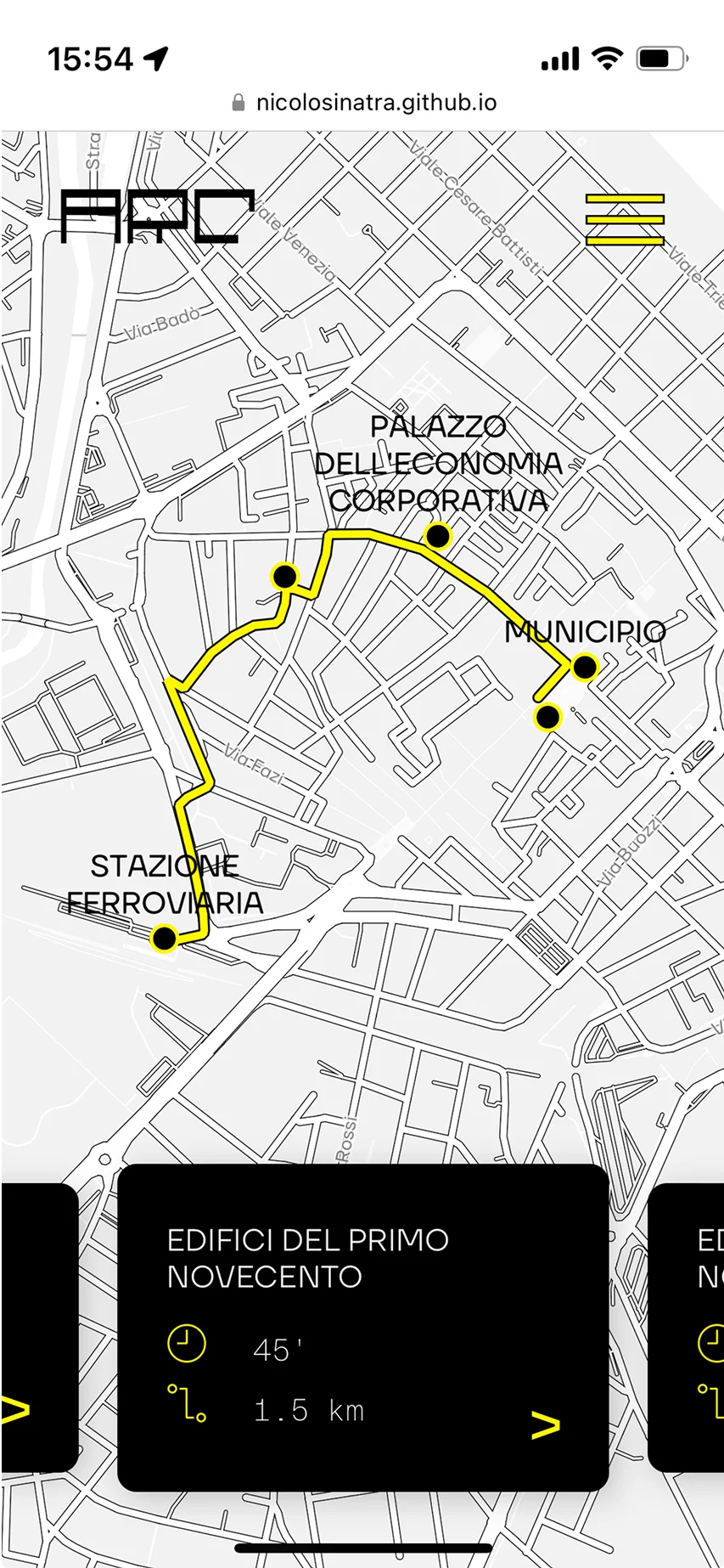 Mockup della web app del progetto ARC