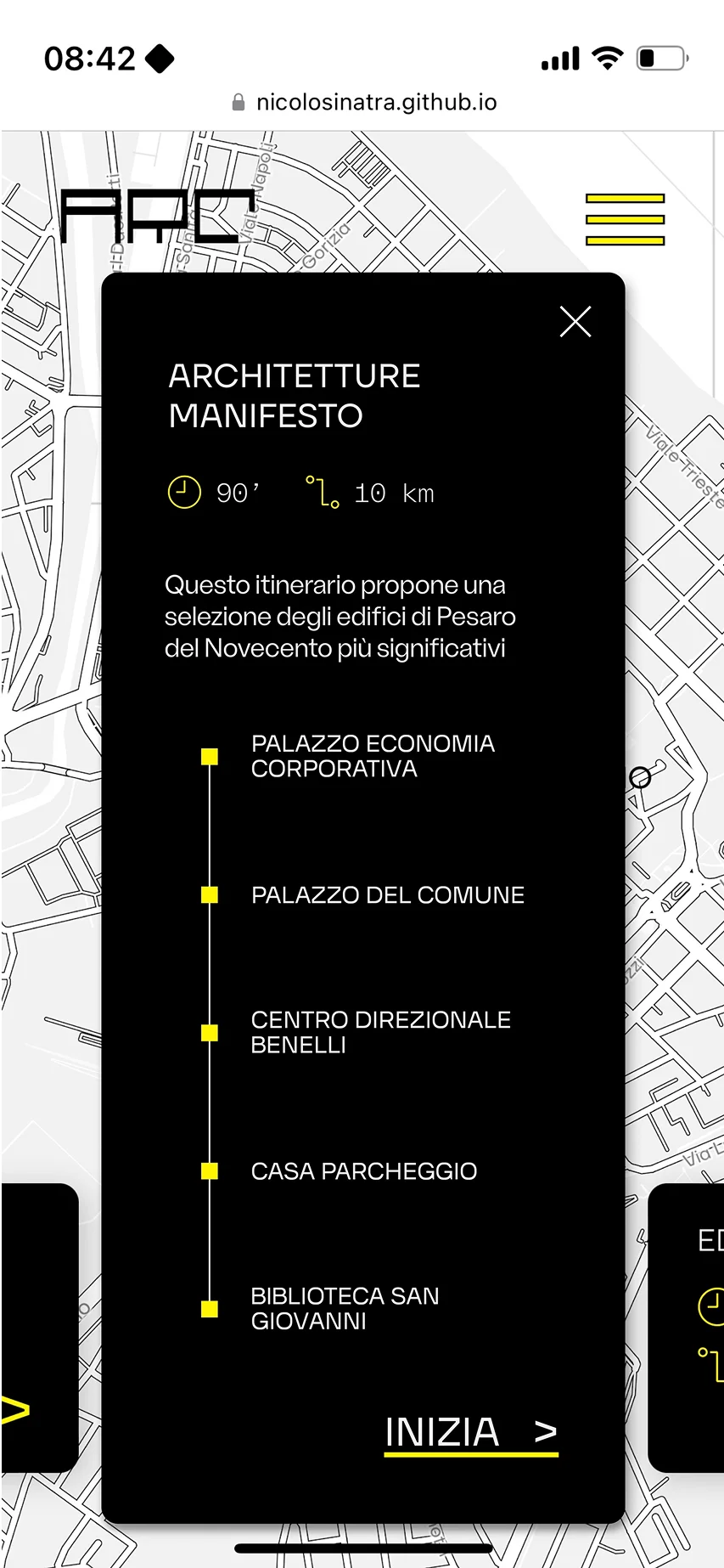 Mockup della web app del progetto ARC
