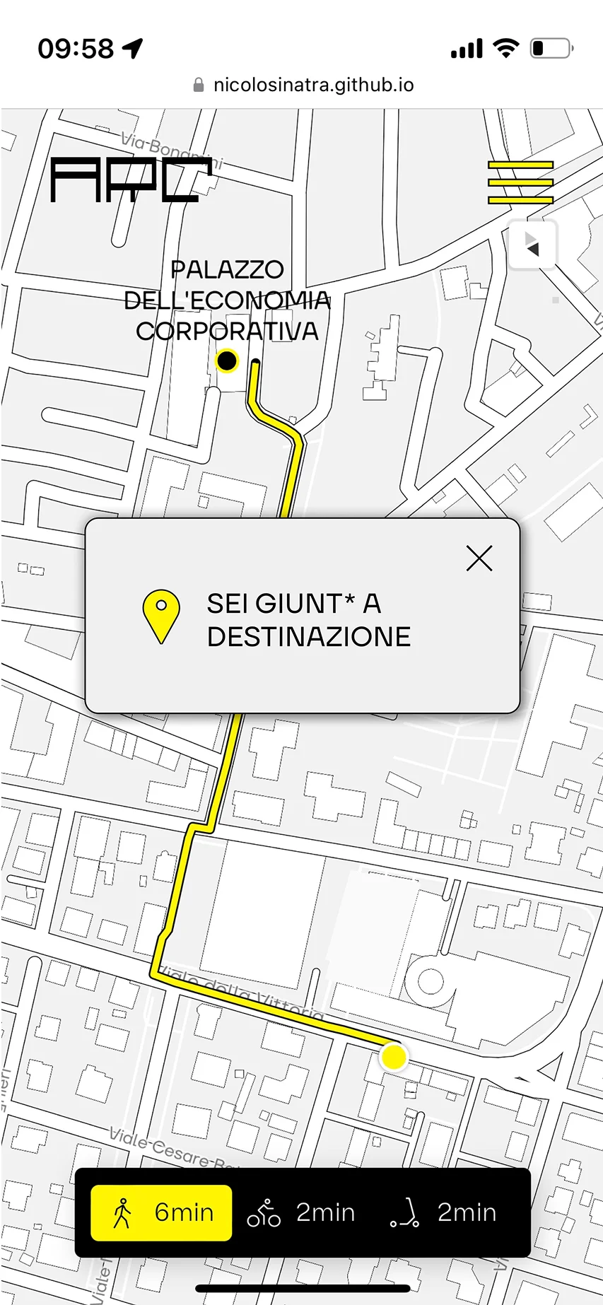 Mockup della web app del progetto ARC